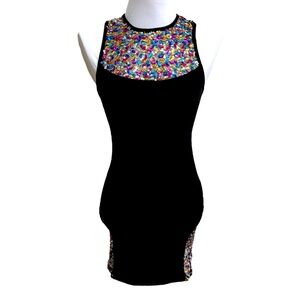 Nasty Gal x Minkpink Black Multicolor Embellished Sequin Mesh Women's Dress S